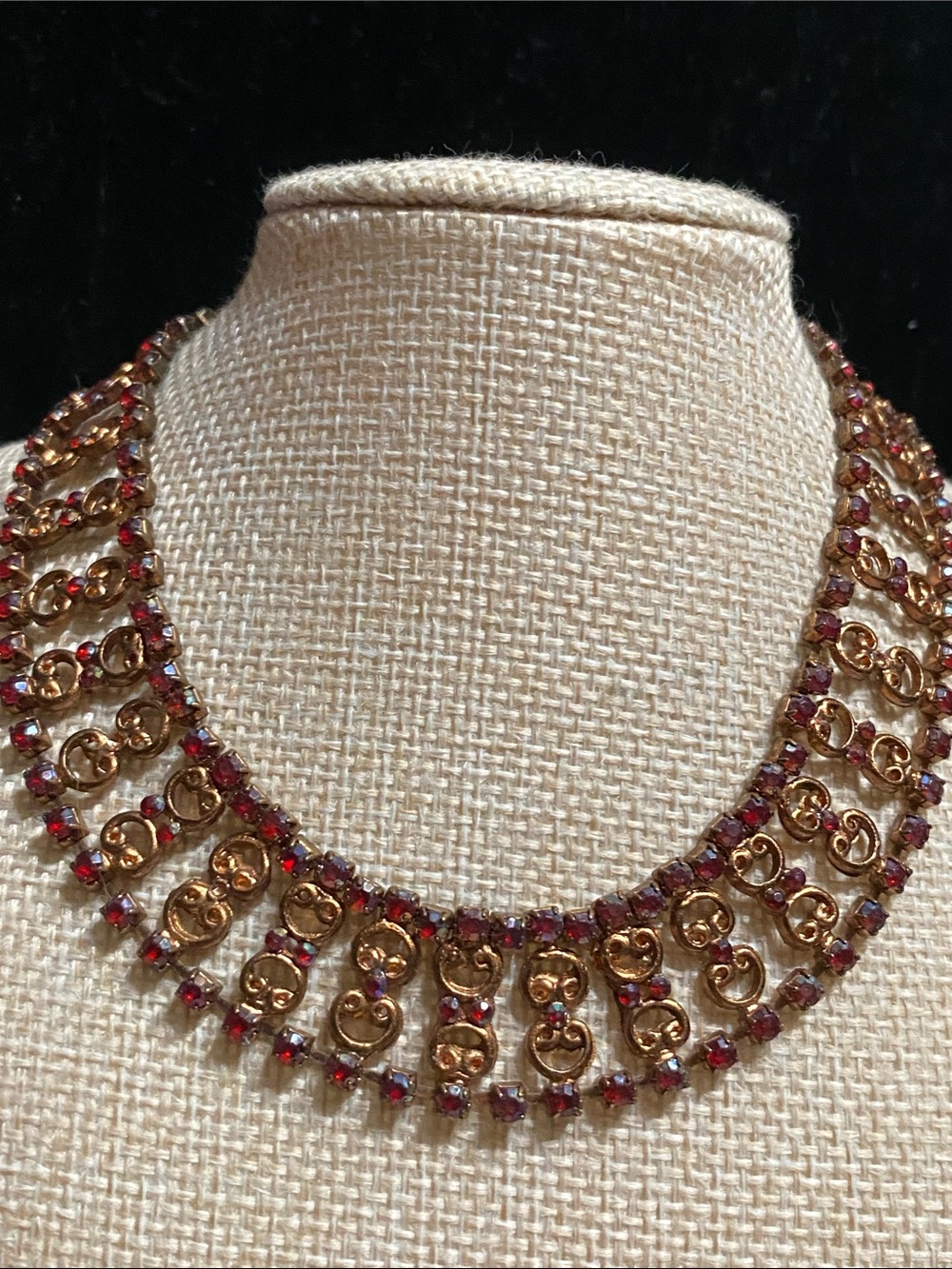 Antique Red Crystal Filigree choker - Picture 1 of 9